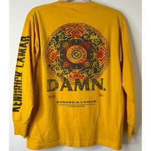 Md Kendrick Lamar 2017 DAMN Tour Long Sleeve Shirt Yellow Rap Hip Hop Streetwear